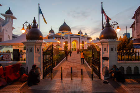 George Town, Penang/Malaysia - Jun 14 2018: Masjid Kapitan Keling at night.のeditorial素材