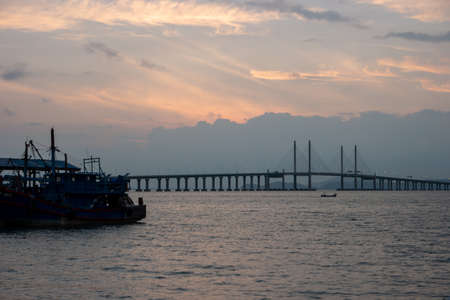 Georgetown, Penang/Malaysia - Mar 28 2018: Sunrise at Penang Second Bridgeのeditorial素材