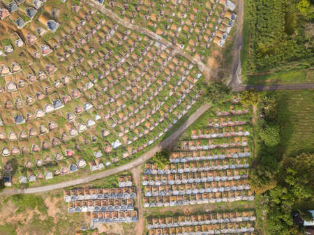 Bukit Tambun, Penang/Malaysia - May 07 2019: Aerial look down the chinese tomb.のeditorial素材