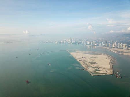 George Town, Penang/Malaysia - May 21 2019: Reclamation land Gurney Wharf in hazy morning.のeditorial素材