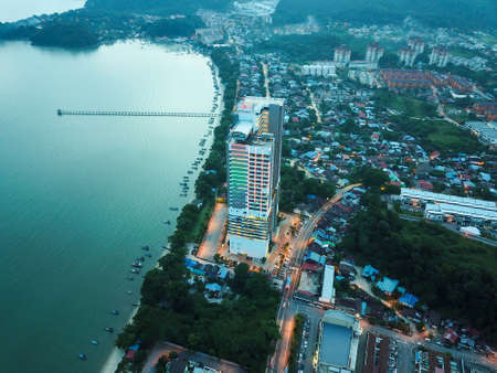 George Town, Penang/Malaysia - May 23 2019: Aerial view Lexis Hotel at Teluk Kumbarï¼ Pulau Pinang.のeditorial素材