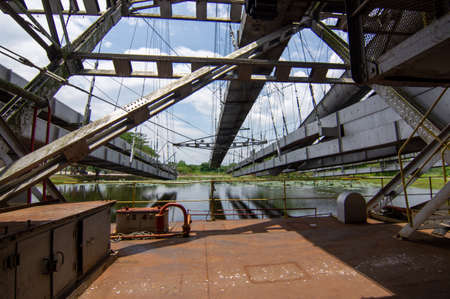Tanjung Tualang, Perak/Malaysia - Oct 07 2019: Inner structure of tin dredge.のeditorial素材