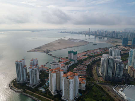 George Town, Penang/Malaysia - Oct 23 2019: Reclamation land view from Tanjong Tokong.