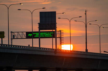 Batu Kawan, Penang/Malaysia - Dec 29 2019: Signboard ask the driver not to stop the vehicle at Penang Second Bridge for the purpose of safety.のeditorial素材