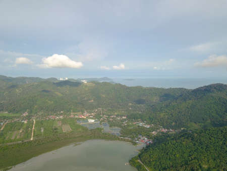 Drone shot of fishing village at Balik Pulau.
