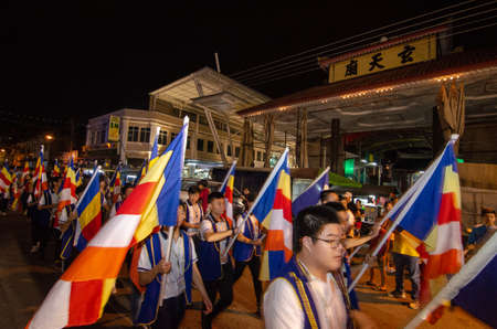 Bukit Mertajam, Penang/Malaysia - May 19 2019: Procession parade Wesak day at Pek Kong Cheng during Wesak day.のeditorial素材