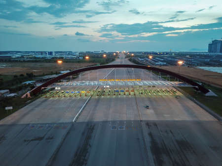 Batu Kawan, Penang/Malaysia - Apr 21 2020: Aerial view Bandar Cassia tol toward Penang Second...