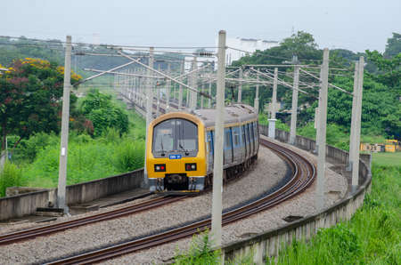 Bukit Mertajam, Penang/Malaysia - Aug 13 2020: Electric Train Service (ETS) move towards Butterworthのeditorial素材