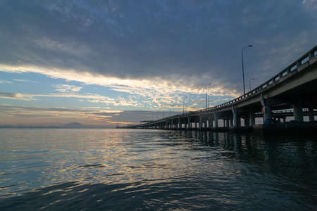Architecture of Penang Bridge in morning.