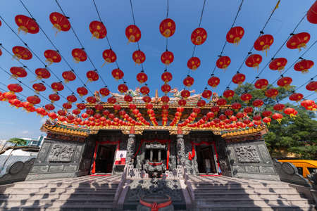 Georgetown, Penang/Malaysia - Mar 26 2017: Red lantern decorated at chinese temple.のeditorial素材