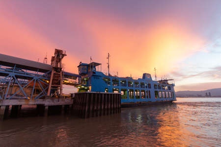 Butterworth, Penang/Malaysia - Jun 11 2017: Sunset hour over Butterworth Ferry Terminal.のeditorial素材
