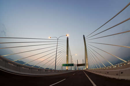 Georgetown, Penang/Malaysia - Feb 28 2014: Fish eye view of Sultan Abdul Halim Muadzam Shah Bridge...