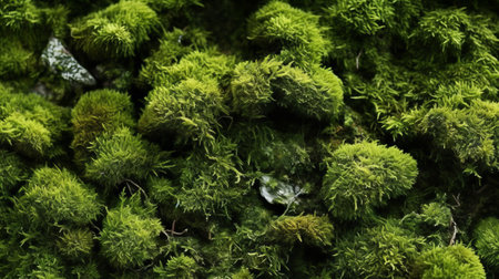 Close up green moss texture. Generative AIの素材