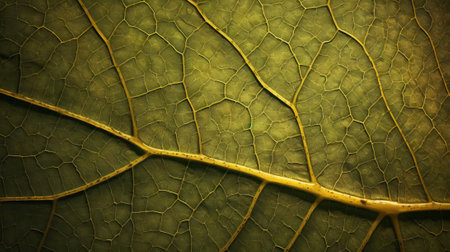 A vibrant green leaf with intricate details. Generative AIの素材