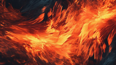 A roaring fire with vibrant orange and yellow flames. Generative AIの素材