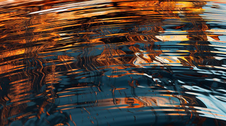 A serene lake with a colorful sunset sky in the background. Generative AIの素材