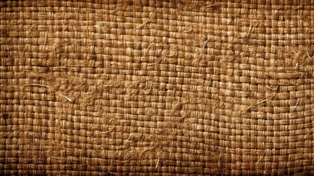 A close-up view of a textured brown woven fabric. Generative AIの素材