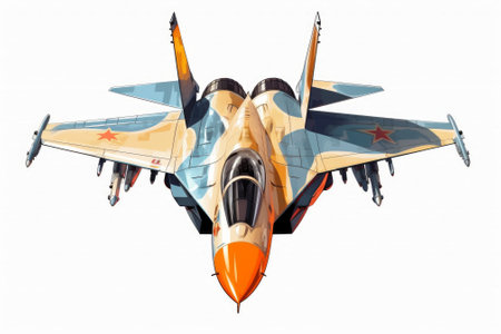 Fighter jet soaring through the clouds. Generative AIの素材