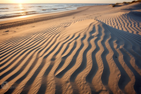 Beautiful sunset over a serene beachの素材