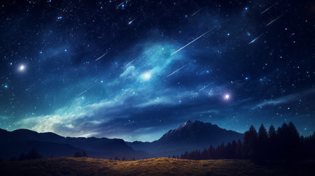 Starry night sky filled with twinkling starsの素材