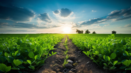 A path through a field of growth and achievementの素材