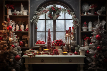 Captivating and joyful Christmas decor creating isolated charmの素材
