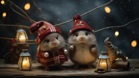 Festive composition showcasing the cuteness of Yuletide decorationsの素材