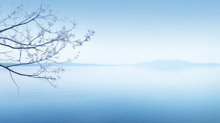 Tranquil blue background, invoking relaxation and serenityの素材