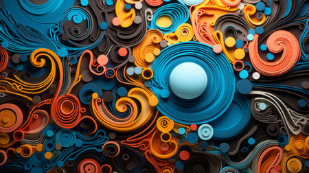Vibrant 3D design, an intricate portrayal of multidimensional artistryの素材