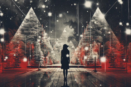 Abstract Christmas double exposure with artistic overlap of visualsの素材