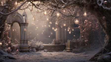Ethereal holiday scene with elements of enchantment and wonder.の素材