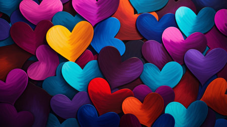 Vibrant pattern showcasing hearts as a symbol of affection and unityの素材