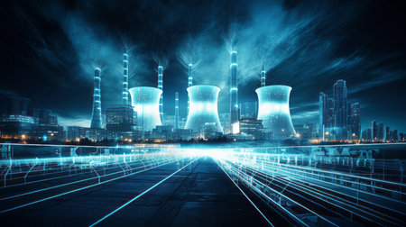 Nuclear energy generation in a futuristic settingの素材