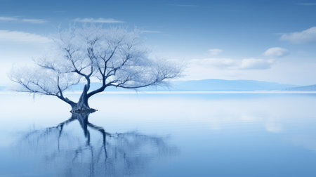 Tranquil blue scene, invoking a sense of relaxation and peaceの素材