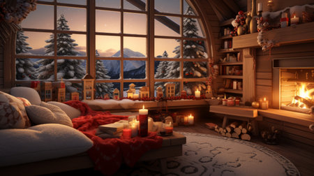 Joyful Christmas scene with charming ornaments and cozy vibes.の素材