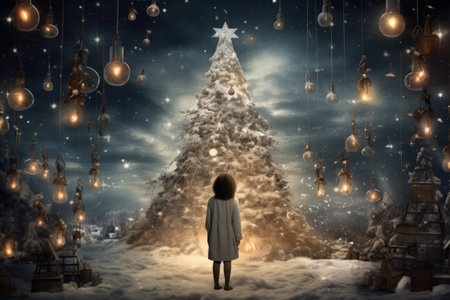 Surreal Christmas scene that challenges realityの素材