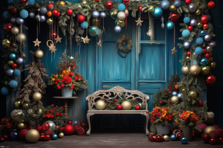 Vibrant holiday scene with decorations for both occasionsの素材