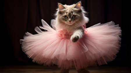A playful feline in a tutu, ready for a ballet performanceの素材