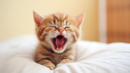 Cute kitten with its tongue sticking out in pure sillinessの素材