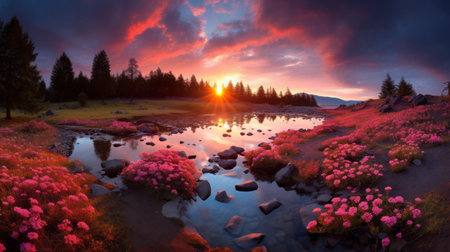Vibrant nature scene, bursting with Earth's aesthetic beautyの素材