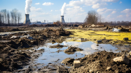 A contaminated landscape affected by radioactive pollutionの素材