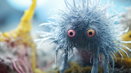 A close-up of a mutated organism's altered appearanceの素材