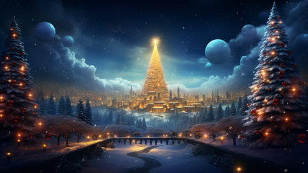 Creative digital Christmas masterpiece inviting virtual holiday wonderの素材