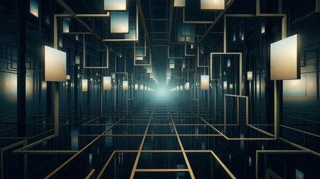 An illusionary scene with multiple perspectivesの素材