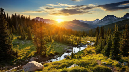 Artistic wilderness visual, inviting viewers into its scenic embraceの素材