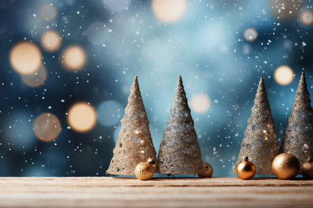 Glistening Christmas tree decorations on a blurred backgroundの素材