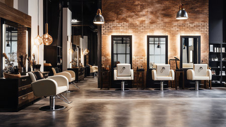 A hair salon's modern and trendy decorの素材