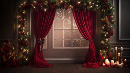 Beauty of the Christmas holidays with this enchanting backdrop that leaves room for textの素材
