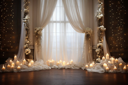 Elegant and timeless holiday decor against a backdrop ready for wordsの素材