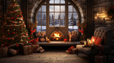 Wishing you a Merry Christmas with this delightful scene that leaves room for your creativityの素材